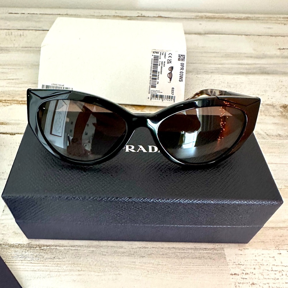 PRADA Women’s Sunglasses PR03WS Black, Gradient Grey, Cat Eye